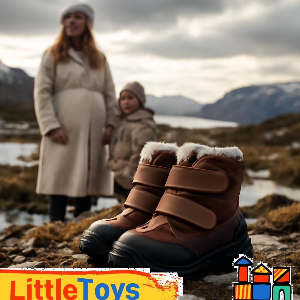 ALT-Text: „Bunte Kleinkind-Schneeschuhe mit sicheren Klettverschlüssen, ideal für Babys und Kleinkinder zum Spielen im Schnee.“